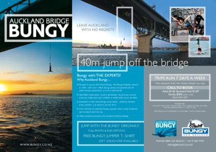 LEAVE AUCKLAND WITH NO REGRETS 40m jump off the bridge Bungy with THE EXPERTS! Why Auckland Bungy…