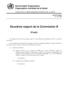 World Health Organization Organisation mondiale de la Santé CINQUANTE ET UNIEME ASSEMBLEE MONDIALE DE LA SANTE A51/36 (Projet) 14 mai 1998