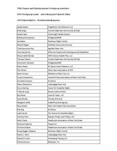 FIDA Finance and Reimbursement Workgroup members