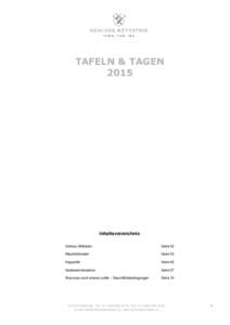 TAFELN & TAGEN 2015 Inhaltsverzeichnis Schloss Böttstein