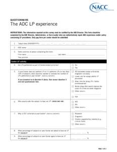 Questionnaire ADC Lumbar Puncture Exerperience