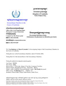 Microsoft Word - Ordonnanc Détention provisoire Nuon Chea[removed]ENG.doc