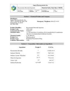 Sagent Pharmaceuticals, Inc.  Rocuronium Bromide Injection Material Safety Data Sheet (MSDS)