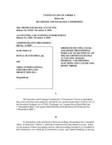 UNITED STATES OF AMERICA Before the SECURITIES AND EXCHANGE COMMISSION SECURITIES EXCHANGE ACT OF 1934 Release No[removed]November 4, 2010 ACCOUNTING AND AUDITING ENFORCEMENT