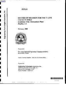 RECORD OF DECISION FOR THE LOUISIANA ARMY AMMUNITION PLANT Y-LINE FACILITY SOILS
