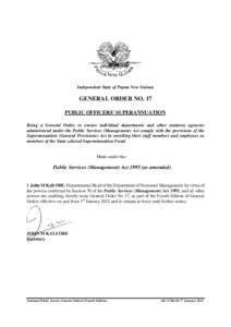 General Order 17, SUPERANNUATION, 4th Edition, 2012