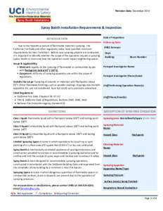 Revision Date: December 2014 Fire Prevention-Hazardous Materials Spray Booth Installations  Spray Booth Installation Requirements & Inspection