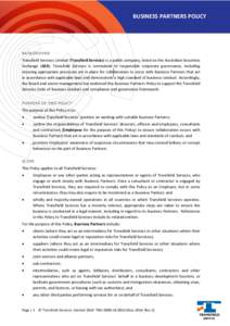 Ethics / Transfield Services / Bribery Act / Foreign Corrupt Practices Act / Political corruption / Due diligence / Bribery / Joint venture / Business / Business ethics / Law