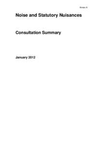Annex A  Noise and Statutory Nuisances Consultation Summary
