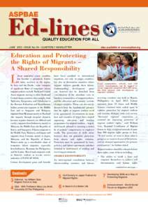 ASPBAE  Ed-lines quality education for all  June 2012 • Issue No. 04 • Quarterly Newsletter