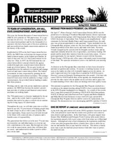 Spring 2010 Volume 17, Issue[removed]YEARS OF CONSERVATION, JON HALL, STATE CONSERVATIONIST, MARYLAND NRCS This year, the Natural Resources Conservation Service