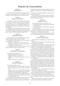 Statuts de l’association Article 1 Dénomination