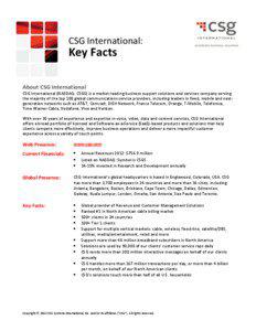 CSG International:  Key Facts