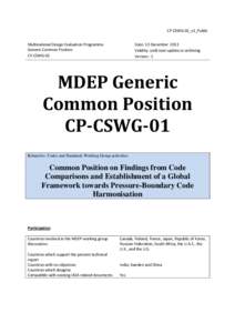 CP-CSWG-01-Common Position Findings from Code Comparisons and Establishment of a Global Framework towards Pressure-Boundary Code Harmonisation