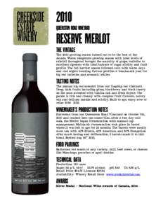 2010  QUEENSTON ROAD VINEYARD RESERVE MERLOT THE VINTAGE