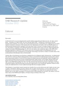 SNB Research Update October 2013 Editorial Focus Papers SNB Working Papers