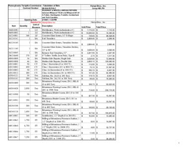 Pennsylvania Turnpike Commission ­ Tabulation of Bids  Contract Number  06­044­RCV6­C  Hempt Bros., Inc.  Camp Hill, PA 