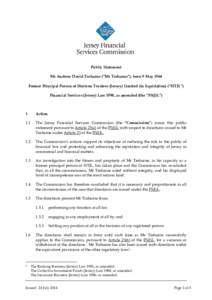 Public Statement Mr Andrew David Treharne (“Mr Treharne”), born 9 May 1964 Former Principal Person of Horizon Trustees (Jersey) Limited (in liquidation) (“HTJL”) Financial Services (Jersey) Law 1998, as amended (