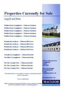 Properties Currently for Sale Argyll and Bute Poltalloch Street, Lochgilphead — 3 Bedroom Townhouse