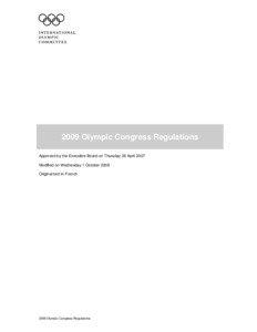 Olympic Congress Regulations