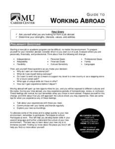 GUIDE  TO WORKING ABROAD FIRST STEPS