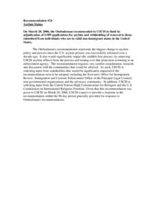 USCIS Response to CISO Recommendation 24, April 27, 2006, (PDF, 1 page – 11 KB)