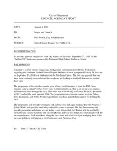 City of Piedmont COUNCIL AGENDA REPORT DATE: August 4, 2014