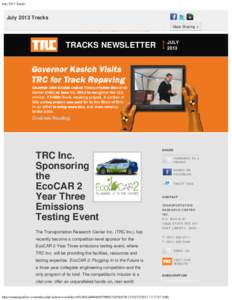 July 2013 Tracks  July 2013 Tracks More Sharing + click here if you are unable to view this newsletter 