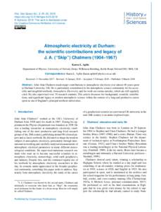 Hist. Geo Space Sci., 9, 25–35, 2018 https://doi.orghgss © Author(sThis work is distributed under the Creative Commons Attribution 4.0 License.  Atmospheric electricity at Durham: