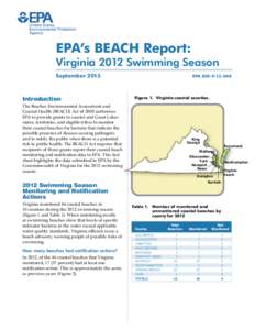 EPA’s BEACH Report:  Virginia 2012 Swimming Season September 2013	  Introduction