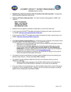 CCEMTPsm/PNCCTsm RETEST PROCEDURES (effective April 15, 2013) o