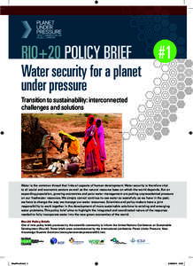 1  rio+20 policy brief #1: Water security for a planet under pressure rio+20 policy brief