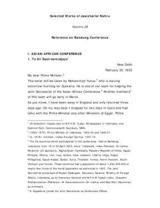 Selected Works of Jawaharlal Nehru Volume 28 Reference on Bandung Conference