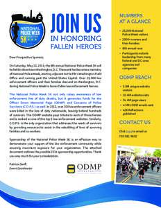 JOIN US  IN HONORING FALLEN HEROES Dear Prospective Sponsor, On Saturday, May 10, 2014, the 8th annual National Police Week 5K will