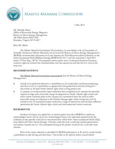 2 May 2014 Ms. Michelle Morin Office of Renewable Energy Programs Bureau of Ocean Energy Management 381 Elden Street (HM[removed]Herndon, Virginia[removed]