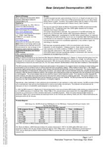 Base Catalyzed Decomposition (BCD)  John Vijgen, International HCH and Pesticides Association, Fellowship report: “New and emerging techniques for the destruction and treatment of pesticides wastes and contaminated soi