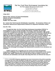 The New York Water Environment Association, Inc. The Water Quality Management Professionals 525 Plum Street  Suite 102 Syracuse, New York7811  Fax: www.nywea.org  e-mail: 