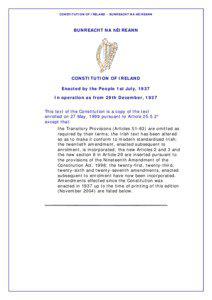 CONSTITUTION OF IRELAND – BUNREACHT NA hÉIREANN  BUNREACHT NA hÉIREANN