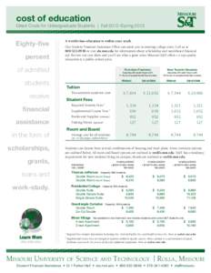 cost of education  Direct Costs for Undergraduate Students | Fall 2012–Spring 2013 Eighty-five percent