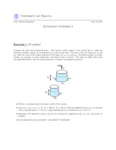 University of Trento Prof. Alberto Bemporad June 24, 2010  Automatic Control 1