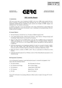 GERG DOCUMENT CODE: A EUROPEAN GAS RESEARCH GROUP