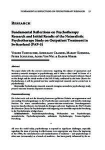 Fundamental Reflections on Psychotherapy Research  23 Research Fundamental Reflections on Psychotherapy