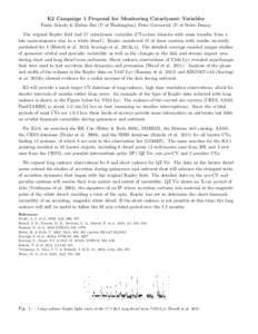 K2 Campaign 1 Proposal for Monitoring Cataclysmic Variables Paula Szkody & Zhibin Dai (U of Washington); Peter Garnavich (U of Notre Dame) The original Kepler field had 27 cataclysmic variables (CVs:close binaries with m