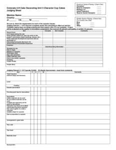 Colorado 4-H Cake Decorating Unit 1 Judging Sheet