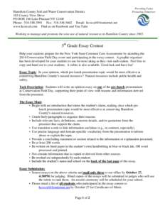 Hamilton County Soil and Water Conservation District 103 County View Drive PO BOX 166 Lake Pleasant NY[removed]Phone: [removed]Fax: [removed]Email: [removed] www.hcswcd.com Find us on Facebook and You 