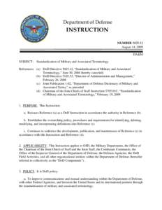 Department of Defense  INSTRUCTION NUMBER[removed]August 14, 2009 DA&M