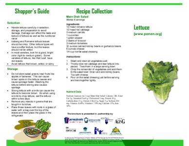 Shopper’s Guide  Recipe Collection Main Dish Salad Makes 6 servings