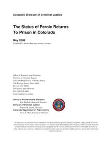 Microsoft Word - r_The Status of the Parole Violator Population in Colorado.final.doc