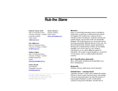 Rub the Stane Roderick Murray-Smith Steven Strachan  Abstract