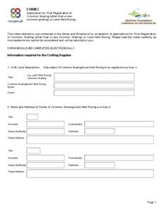 FORM C  Application for First Registration of Common Grazing (other than a new common grazing) or Land Held Runrig